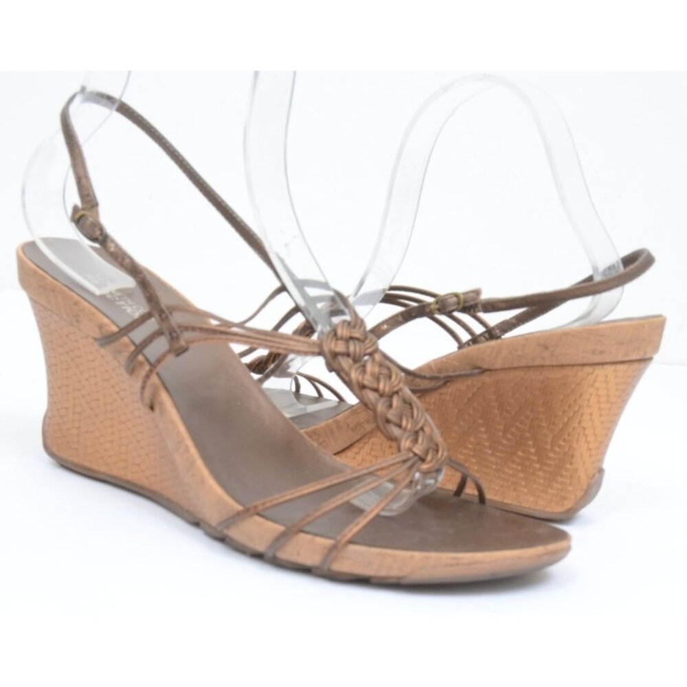 Kenneth Cole‎ Braided Slingback Leather Strappy Wedge Sandals Women's 10